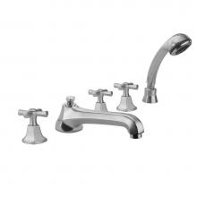 Jaclo 6970-T686-S-423-TRIM-RG - Astor Roman Tub Set with Low Spout and Hex Cross Handles and Straight Handshower