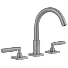 Jaclo 8881-TSQ459-0.5-PCH - Uptown Contempo Faucet with Square Escutcheons & Hub Base Lever Handles- 0.5 GPM