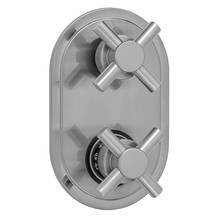 Jaclo T8532-TRIM-PCH - Oval Plate with Contempo Cross Thermostatic Valve with Contempo Cross Built-in 2-Way Or 3-Way Dive