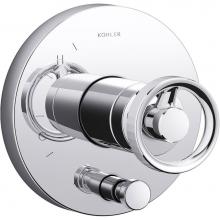 KOHLER T78016-9-CP - Components™ Rite-Temp® shower valve trim with diverter and Industrial handle, valve not inc