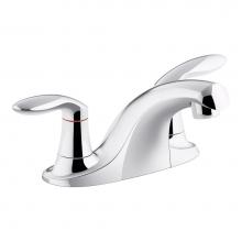 KOHLER 15243-4RA-CP - Coralais® Two-handle centerset bathroom sink faucet with grid drain, 0.5 gpm vandal-resistant