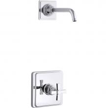 KOHLER TLS13134-3A-CP - Pinstripe® Pure Rite-Temp® shower trim set with cross handle, less showerhead