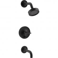 KOHLER T14421-3-BL - Purist® Rite-Temp® pressure-balancing bath and shower faucet trim with push-button diver