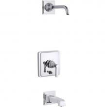 KOHLER T13133-4AL-CP - Pinstripe® Pure Rite-Temp® bath and shower trim set with push-button diverter and lever