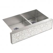 KOHLER 22570-NA22573-RWT - KOHLER Tailor Large Double Basin Stainless Steel Sink with Etched Stone Insert