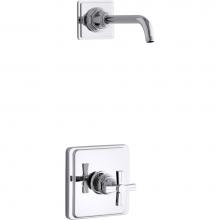 KOHLER TLS13134-3B-CP - Pinstripe® Rite-Temp® shower trim set with cross handle, less showerhead