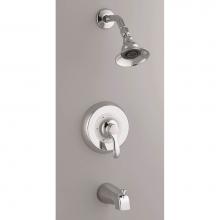 KOHLER TLS12007-4S-CP - Fairfax® Rite-Temp(R) bath and shower trim set with lever handle and slip-fit spout, less sho