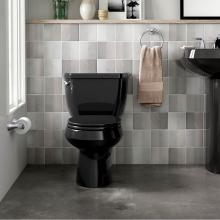 KOHLER 3577-4775-7 - Wellworth Classic 2-Piece 1.28 GPF Round Front Toilet in Black with Brevia Quick Release Toilet Se