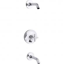 KOHLER T14420-3L-CP - Purist® Rite-Temp(R) bath and shower trim set with push-button diverter and cross handle, les