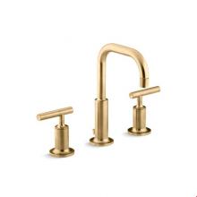 KOHLER 14406-4-BGD - Purist® Widespread bathroom sink faucet with low lever handles and low gooseneck spout