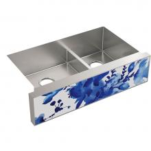 KOHLER 22570-NA22572-FLW - KOHLER Tailor Large Double Basin Stainless Steel Sink with Large Flora Insert