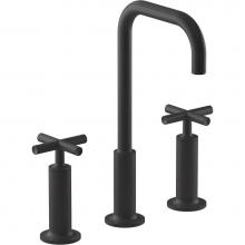 KOHLER 14408-3-BL - Purist Widespread Bathroom Sink Faucet With High Cross Handles And High Gooseneck Spout