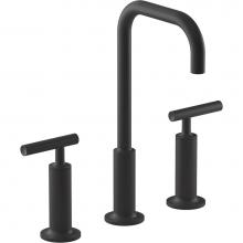 KOHLER 14408-4-BL - Purist® Widespread bathroom sink faucet with high lever handles and high gooseneck spout