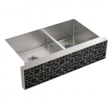 KOHLER 22570-NA22573-NM - KOHLER Tailor Large Double Basin Stainless Steel Sink with Etched Stone Insert