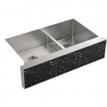 KOHLER 22570-NA22574-NM - KOHLER Tailor Large Double Basin Stainless Steel Sink with Carved Stone Insert