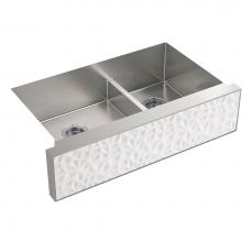 KOHLER 22570-NA22574-RWT - KOHLER Tailor Large Double Basin Stainless Steel Sink with Carved Stone Insert