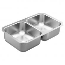 Moen GS20210 - 2000 Series 31.75-inch 20 Gauge Undermount Double Bowl Stainless Steel Kitchen Sink