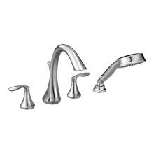 Moen T944 - Eva 2-Handle Deck-Mount Roman Tub Faucet Trim Kit with Handshower in Chrome (Valve Sold Separately