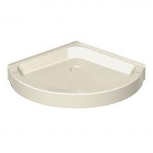 Maax 105049-000-004 - R 36.125 in. x 36.125 in. x 6.125 in. Round Corner Shower Base with Center Drain in Bone