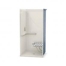 Maax 106030-L-000-007 - OPS-3636 L-BAR & Seat 36 in. x 36 in. x 76.625 in. 1-piece Shower with Left-hand Grab Bar, Cen