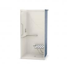 Maax 106031-R-000-007 - OPS-3636 L-BAR, VERTICAL BAR & Seat 36 in. x 36 in. x 76.625 in. 1-piece Shower with RH Grab B