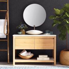 Native Trails VNO488-P-NSVNT48-P - 48'' Solace Vanity Base in Midnight Oak with Palomar Vanity Top and Sink, Pearl