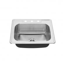 American Standard 22SB.6252283S.075 - Colony® 25 x 22-Inch Stainless Steel 3-Hole Top Mount Single Bowl ADA Kitchen Sink