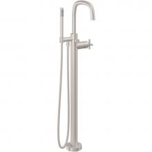 California Faucets 0811-H65.20-PC - Contemporary Single Hole Floor Mount Tub Filler – Quad Arc Spout