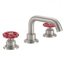 California Faucets 3002WR-PC - 8'' Widespread Lavatory Faucet - Red Wheel Handles