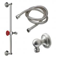 California Faucets 9127-80WR-MOB - Slide Bar Handshower Kit - Red Wheel Handle with Concave with Hex Base