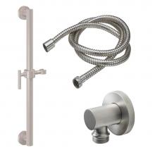 California Faucets 9127-GB24-66-PC - 24'' Grab Bar Handshower Kit - Lever Handle with Round Base