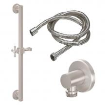 California Faucets 9127-GB24-C1XS-PC - 24'' Grab Bar Handshower Kit - Smooth Cross Handle with Round Base