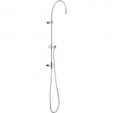 California Faucets 9152-MWHT - Exposed Shower Column with Diverter and Sliding Bracket - Round Base