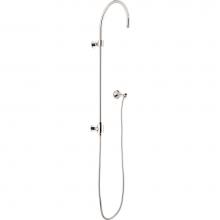 California Faucets 9153-MWHT - Exposed Shower Column with Diverter and Wall Bracket - Round Base