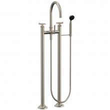 California Faucets 8608W-ETF.20-MOB - Floor Mount Tub Filler High Spout - Wheel Handles