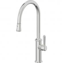 California Faucets K10-100-33-PC - Pull-Down Kitchen Faucet with Button Sprayer  - High Arc Spout