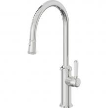 California Faucets K10-100-35-PC - Pull-Down Kitchen Faucet with Button Sprayer  - High Arc Spout