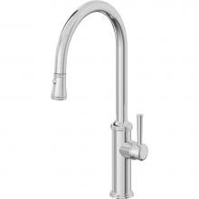 California Faucets K10-100-48-PC - Pull-Down Kitchen Faucet with Button Sprayer  - High Arc Spout