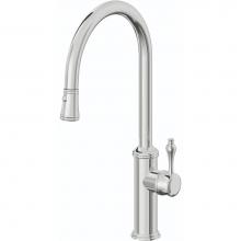 California Faucets K10-100-61-PC - Pull-Down Kitchen Faucet with Button Sprayer  - High Arc Spout