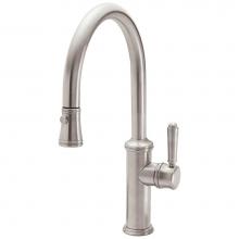 California Faucets K10-102-61-MOB - Pull-Down Kitchen Faucet with Squeeze or Button Sprayer - Low Arc Spout