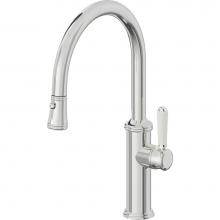 California Faucets K10-102-35-PC - Pull-Down Kitchen Faucet with Button Sprayer  - Low Arc Spout