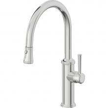 California Faucets K10-102-48-PC - Pull-Down Kitchen Faucet with Button Sprayer  - Low Arc Spout