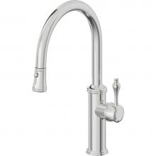 California Faucets K10-102-61-PC - Pull-Down Kitchen Faucet with Button Sprayer  - Low Arc Spout