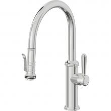 California Faucets K10-102SQ-33-PC - Pull-Down Kitchen Faucet with Squeeze Sprayer  - Low Arc Spout