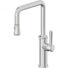 California Faucets K10-103-33-PC - Pull-Down Kitchen Faucet with Button Sprayer  - Quad Spout