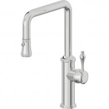 California Faucets K10-103-61-PC - Pull-Down Kitchen Faucet with Button Sprayer  - Quad Spout