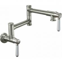 California Faucets K10-200-35-MWHT - Pot Filler - Dual Handle Wall Mount - Traditional