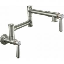 California Faucets K10-201-33-MWHT - Pot Filler - Dual Handle Wall Mount - Traditional