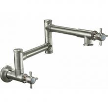 California Faucets K10-201-34-MWHT - Pot Filler - Dual Handle Wall Mount - Traditional