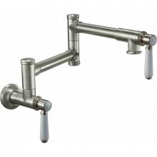 California Faucets K10-201-35-MWHT - Pot Filler - Dual Handle Wall Mount - Traditional